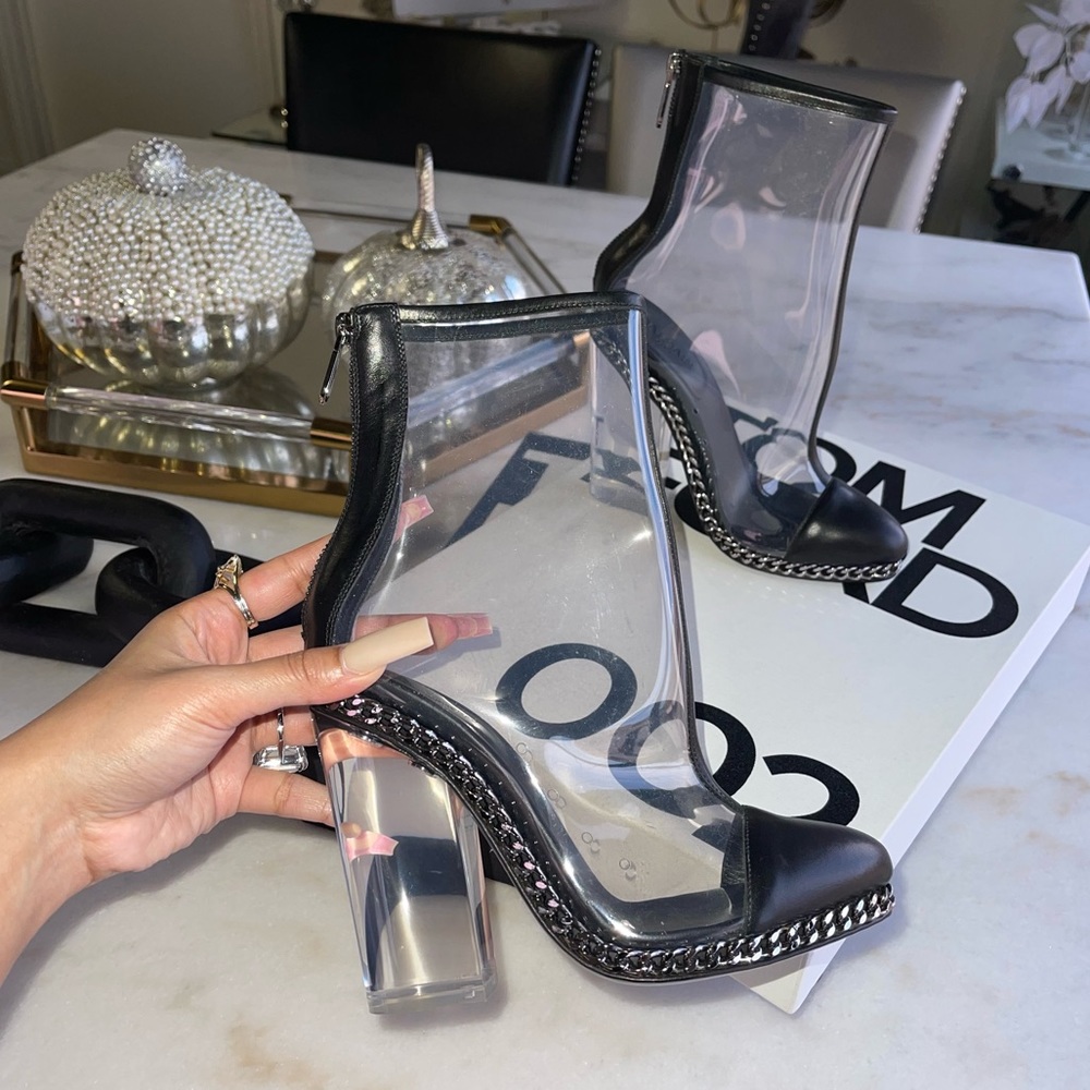 Balmain Dax Clear Transparent PVC Chainlink Ankle Boot